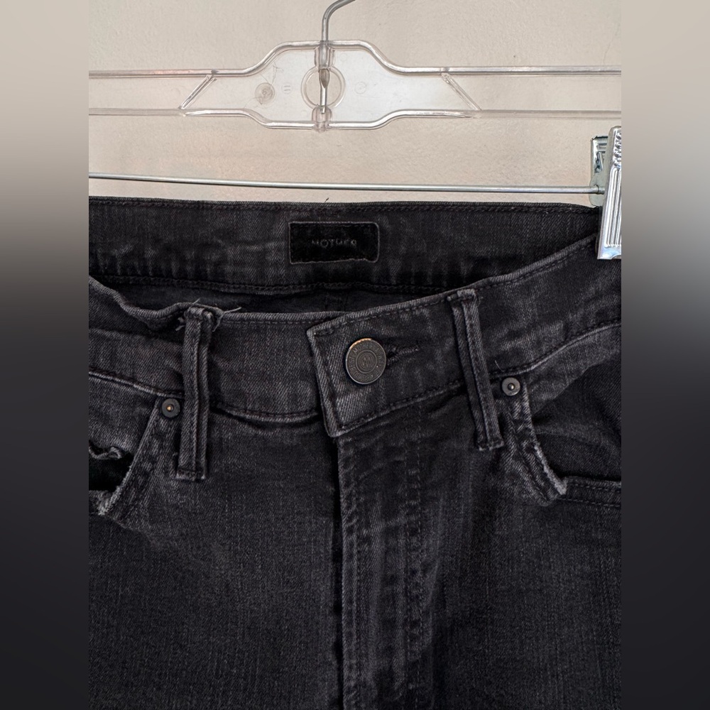 MOTHER Denim Insider Crop Step Fray Black Guilty as Sin Jeans Raw Hem Size 27 - Picture 8 of 8
